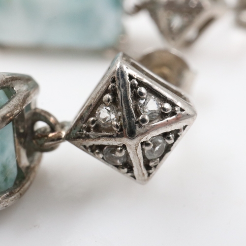 21 - Ladies silver vintage stone set drop earrings. UK P&P Group 0 (£7+VAT for the first lot and £1+VAT f... 