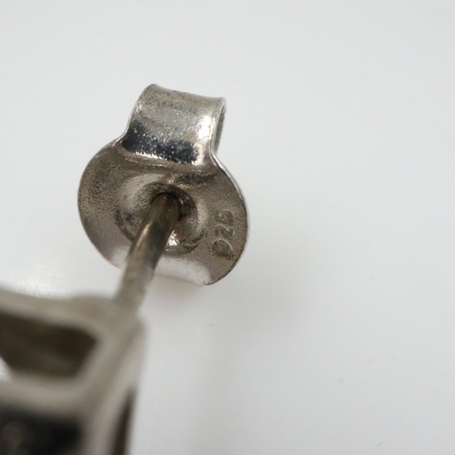 21 - Ladies silver vintage stone set drop earrings. UK P&P Group 0 (£7+VAT for the first lot and £1+VAT f... 