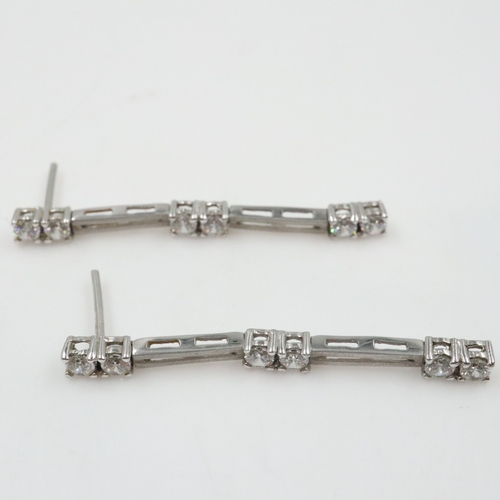 31 - 1970s stone set drop earrings, drop L: 40 mm, no backs. In excellent condition, no losses, no butter... 