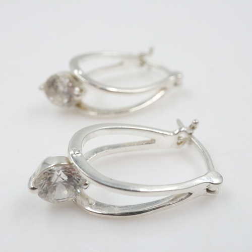 57 - Silver stone set hoop earrings. UK P&P Group 0 (£7+VAT for the first lot and £1+VAT for subsequent l... 