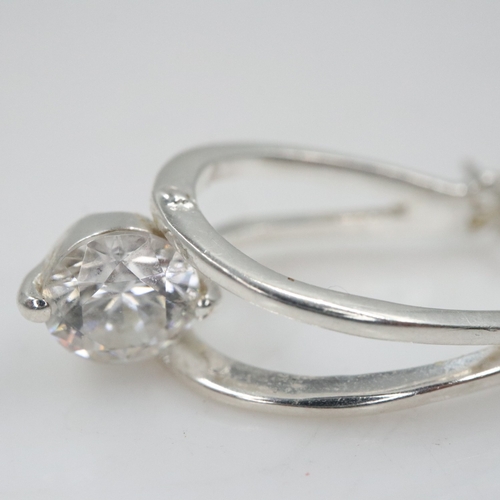 57 - Silver stone set hoop earrings. UK P&P Group 0 (£7+VAT for the first lot and £1+VAT for subsequent l... 