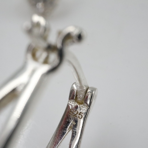 57 - Silver stone set hoop earrings. UK P&P Group 0 (£7+VAT for the first lot and £1+VAT for subsequent l... 