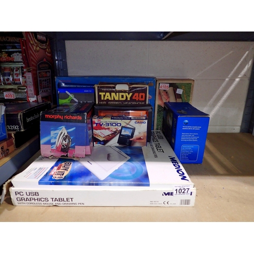 1027 - Mixed boxed electrical items and electronics. Not available for in-house P&P