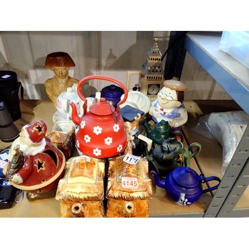 1178 - Mixed ceramics including teapots. Not available for in-house P&P