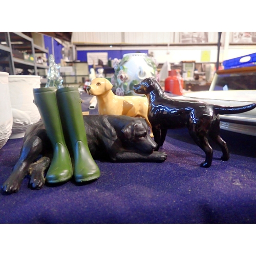 1238 - Two Beswick Labradors and a North light black Labrador with wellies. UK P&P Group 2 (£24+VAT for the... 