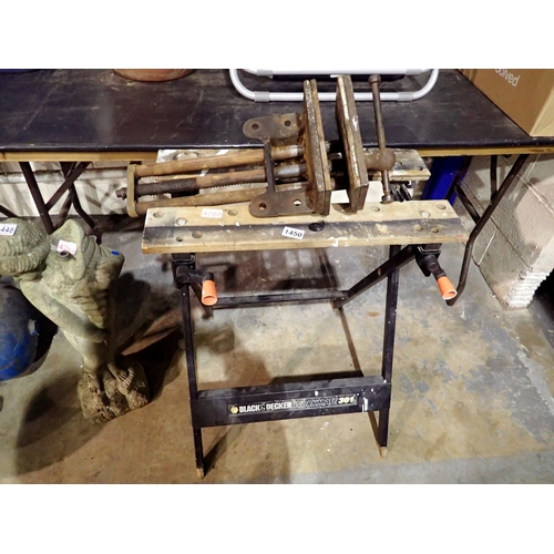1450 - Black & Decker 301 folding workbench and bench vice. Not available for in-house P&P