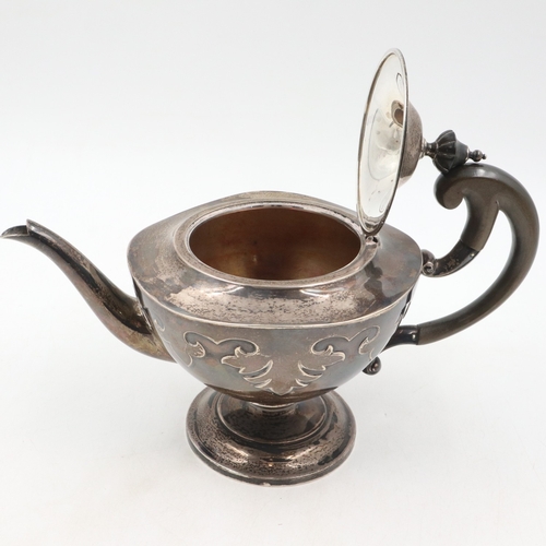 186 - Walker & Hall hallmarked silver teapot with unusual design in relief, L: 27 cm, 731g. UK P&P Group 2... 