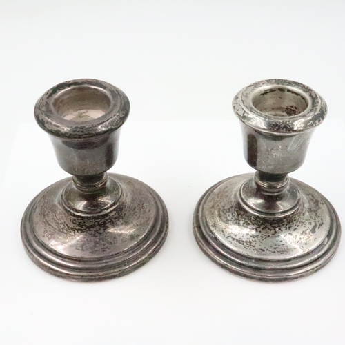 191 - Pair of hallmarked silver dwarf candle sticks, H: 70 mm. UK P&P Group 2 (£24+VAT for the first lot a... 