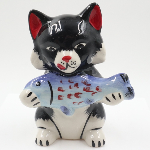 215 - Lorna Bailey cat, Pikey, no damages, H: 14 cm.UK P&P Group 1 (£18+VAT for the first lot and £2+VAT f... 