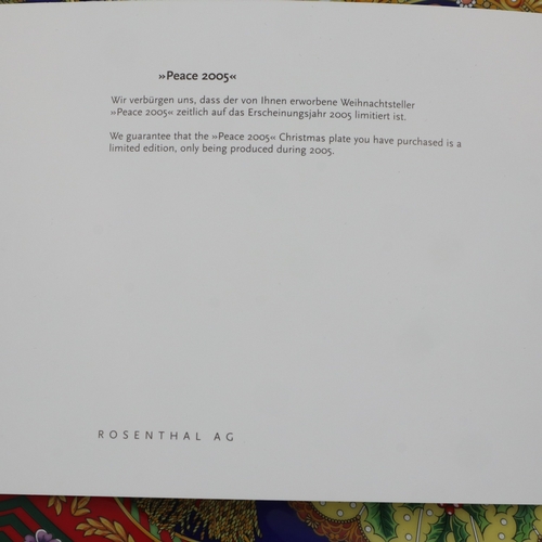 267 - Versace Rosenthal: 2005 large Christmas wall plate, Peace, Limited Edition 2005 release, boxed with ... 