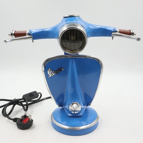 307 - Blue Vespa table lamp, H: 35 cm. All electrical items in this lot have been PAT tested for safety an... 