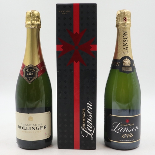 354 - Two 75cl NV Champagnes, Lanson and Bollinger. UK P&P Group 2 (£24+VAT for the first lot and £5+VAT f... 