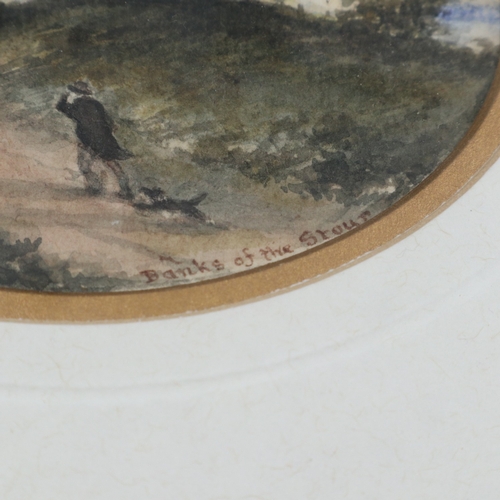 399 - Framed miniature watercolour, J. Pulman 1835-1898, L: 24 cm. UK P&P Group 2 (£24+VAT for the first l... 