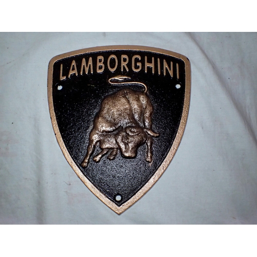 1149 - Cast iron Lamborghini sign. UK P&P Group 2 (£24+VAT for the first lot and £5+VAT for subsequent lots... 