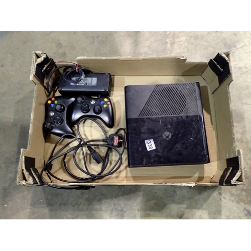 1338 - Xbox 360 console with two controllers. Not available for in-house P&P
