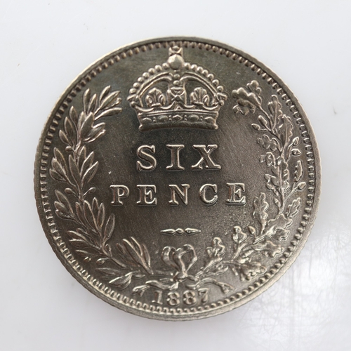 2032 - 1887 silver sixpence of queen Victoria - grade EF. UK P&P Group 0 (£7+VAT for the first lot and £1+V... 