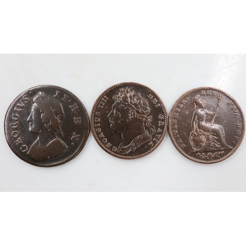 2087 - Circulated farthings of George II and George IV . UK P&P Group 0 (£7+VAT for the first lot and £1+VA... 