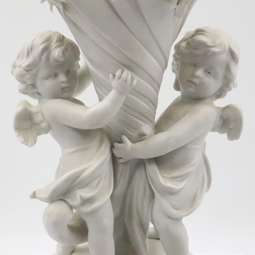 208 - Parianware cupid vase with damages, H: 28 cm. UK P&P Group 3 (£35+VAT for the first lot and £10+VAT ... 