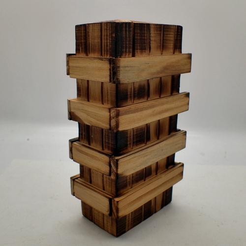 1088 - Puzzle box with 2 hidden compartments - contains silver coins. UK P&P Group 1 (£18+VAT for the first... 