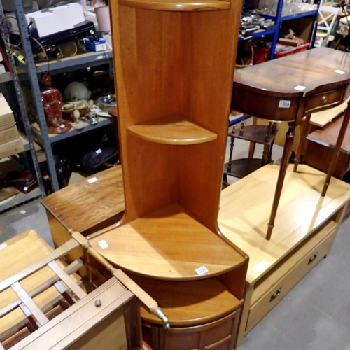 1598 - Nathan teak corner cupboard, H: 178 cm. Not available for in-house P&P