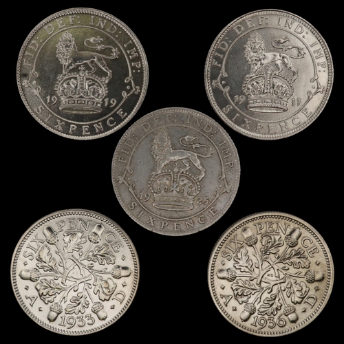2031 - Five George V sixpences in high grade. UK P&P Group 0 (£7+VAT for the first lot and £1+VAT for subse... 