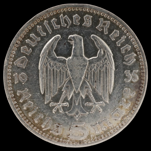 2032 - 1935J Hamburg mint silver 5 Reichsmark of Germany,grade aEF. UK P&P Group 0 (£7+VAT for the first lo... 