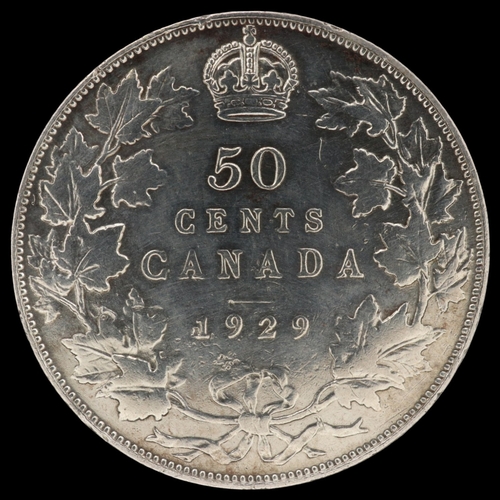 2038 - 1929 silver 50 cents of Canada under George V - grade nVF. UK P&P Group 0 (£7+VAT for the first lot ... 