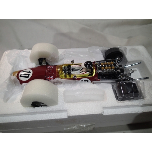 253 - Quartzo 1/18 scale Lotus 49 Gold Leaf, No 10, Graham Hill, 1968 Spanish Grand Prix winner, excellent... 