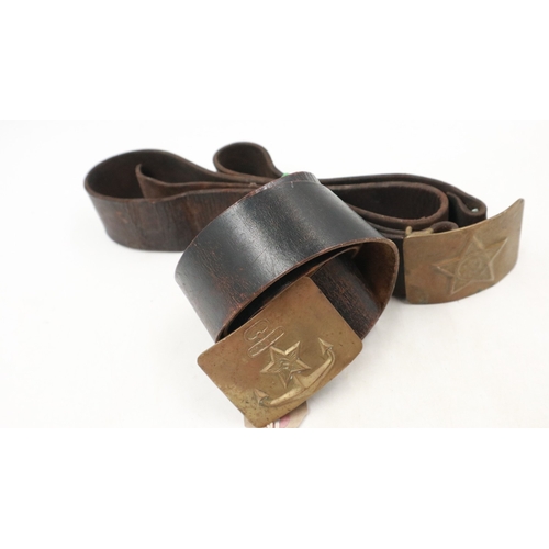2029 - Two Soviet Russian belts, buckles for general Army and Navy in brass. UK P&P Group 2 (£24+VAT for th... 