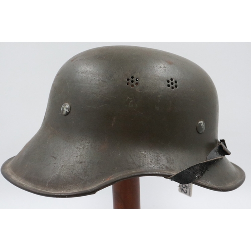 2052 - WWII period Bulgarian Luftschutz M38/39 Gladiator steel helmet, with partial leather liner. UK P&P G... 
