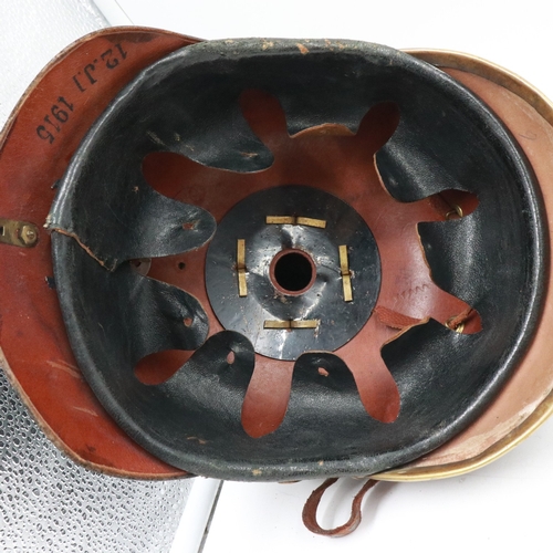 2056 - M1895 Pattern Bavarian Pickelhaube Spiked helmet, with liner, chin strap and cockades. Unit stamped ... 