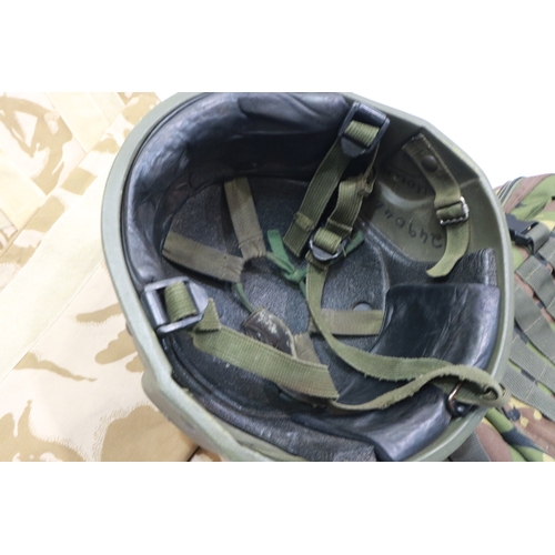 2082 - DMP camouflage combat vest, helmet and a military style back pack. UK P&P Group 3 (£35+VAT for the f... 