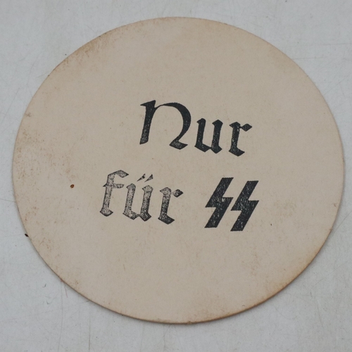 2091 - Third Reich Beer Mat, text translates to “Eat & Drink German to Boost the Economy” Reverse is stampe... 