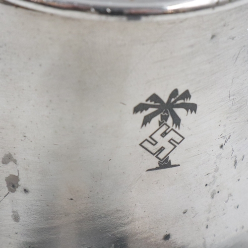2094 - Middle Eastern silver-plated coffee pot engraved to the Afrika Korps. UK P&P Group 2 (£24+VAT for th... 