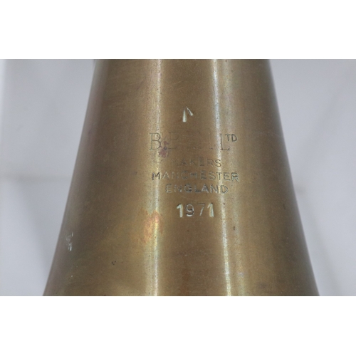 2095 - Military bugle by BBIM Manchester, dated 1971 with crows foot. UK P&P Group 2 (£24+VAT for the first... 