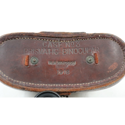 2099 - British WWI binoculars Kershaw & Sons 1918, with leather case. UK P&P Group 2 (£24+VAT for the first... 