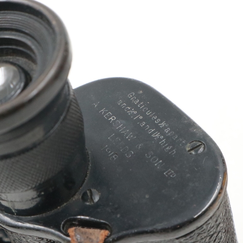2099 - British WWI binoculars Kershaw & Sons 1918, with leather case. UK P&P Group 2 (£24+VAT for the first... 