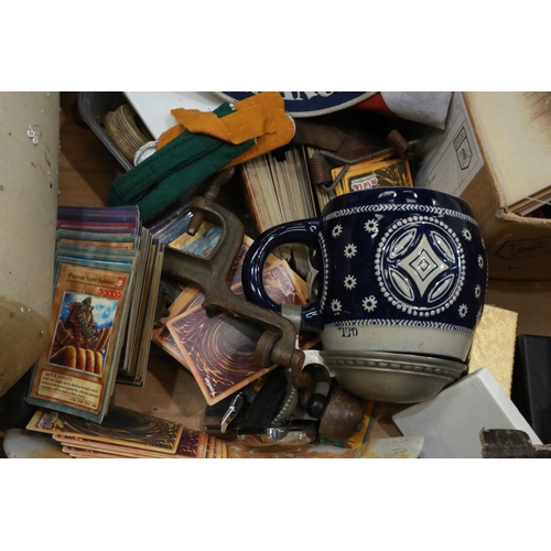 2101 - Box of militaria including Iron Cross 2nd Class Packets, DAK Water bottle, German made salt glaze li... 