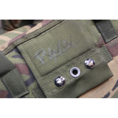 2102 - Mixed modern military field equipment to include gas mask, vest, pouches etc. Not available for in-h... 