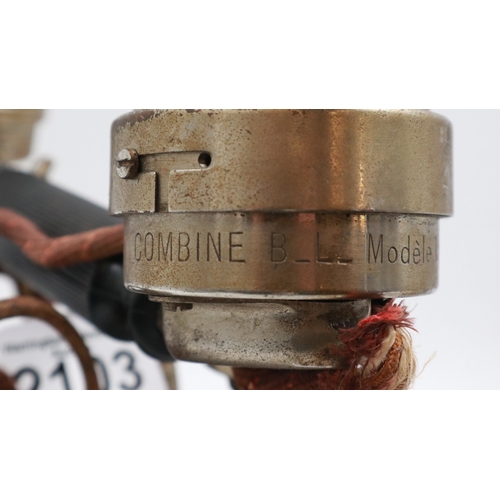 2103 - WWI period French “Marty” Hand Crank telephone with additional listening piece, made by Societe des ... 