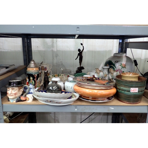 1176 - Shelf of mixed ceramics to include oriental. Not available for in-house P&P