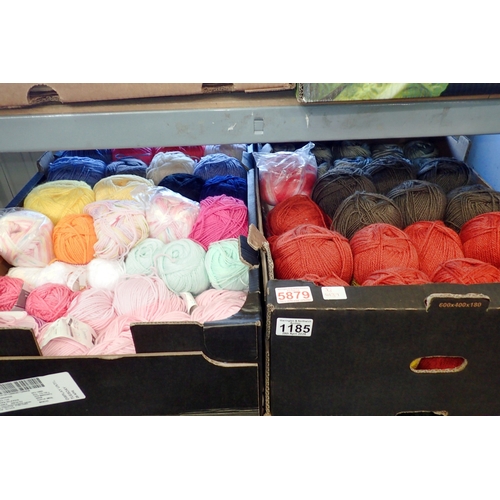 1185 - Two boxes of knitting wools to include Sidar, Style Craft and Deramor. Not available for in-house P&... 