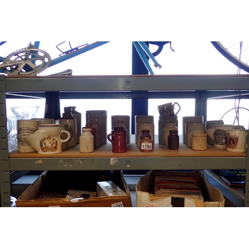 1195 - Mixed ceramics, stoneware and Eccles miners lamp. Not available for in-house P&P