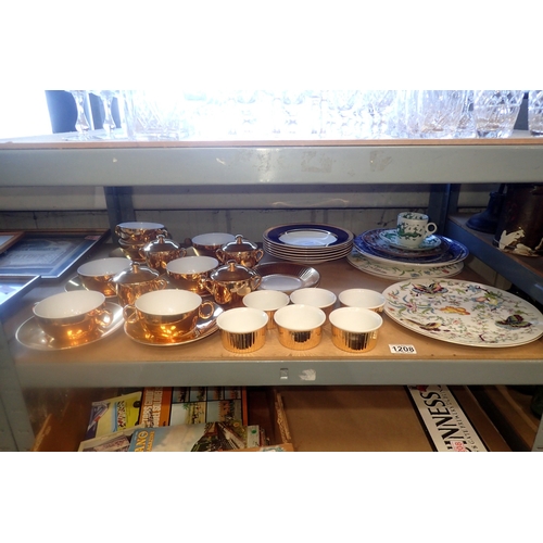 1208 - Royal Worcester gold-tone soup service, with further ceramics. Not available for in-house P&P