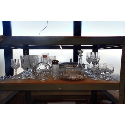 1213 - Mixed glassware including a silver plated serving dish. Not available for in-house P&P