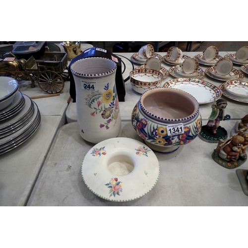 1341 - Three early Poole pieces, largest H: 23 cm. UK P&P Group 3 (£35+VAT for the first lot and £10+VAT fo... 