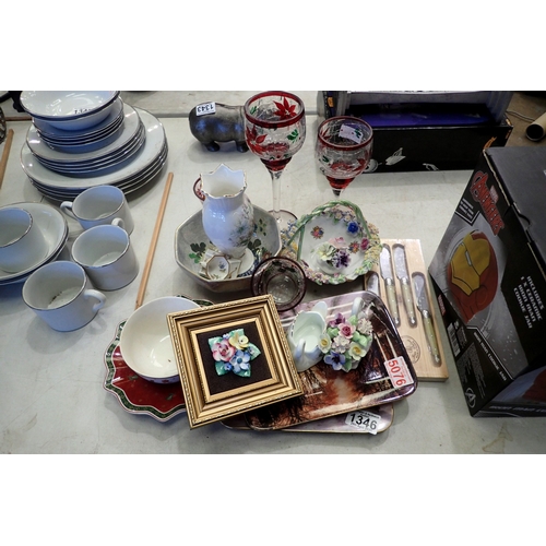 1346 - Mixed ceramics and glass to include Royal Doulton and Ansley. Not available for in-house P&P