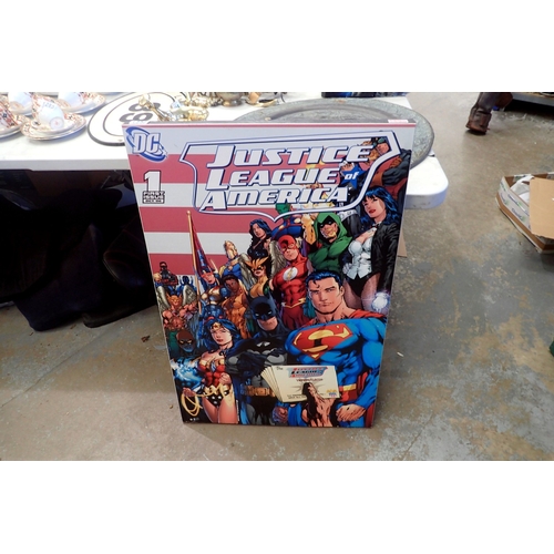 1352 - Large print on board, Justice League of America. Not available for in-house P&P