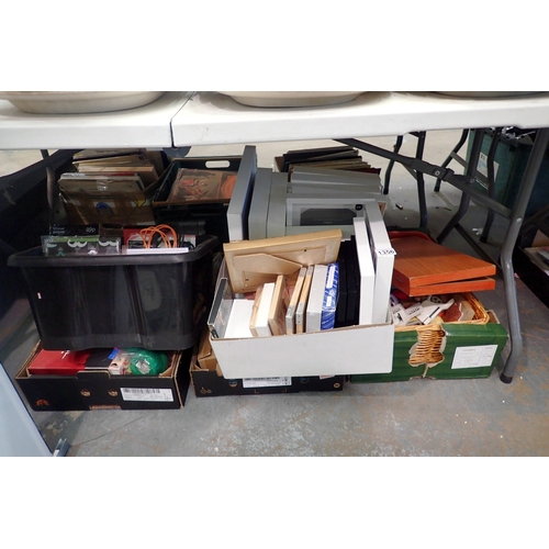 1356 - Five boxes of crafting items includes peel offs, buttons and picture frames. Not available for in-ho... 