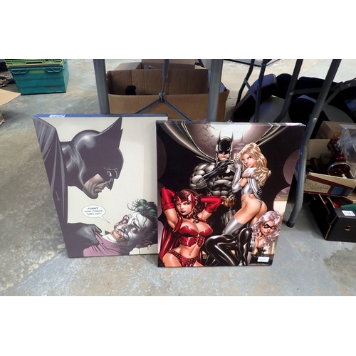 1364 - Two Batman pictures on canvas, largest 40 x 50 cm. UK P&P Group 2 (£24+VAT for the first lot and £5+... 
